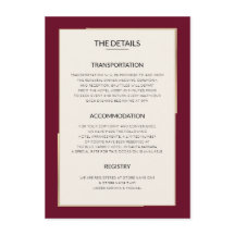 Simple Burgundy Mariage Détails Carte de boîtier