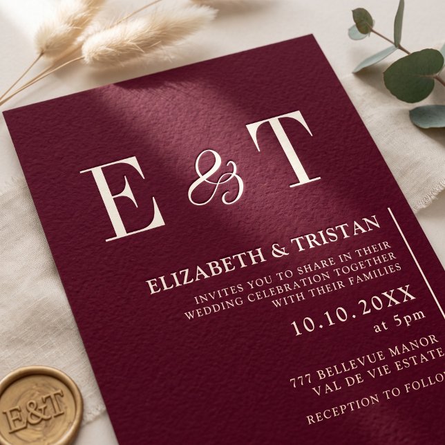 Simple Burgundy Minimalist Wedding Invitation (Creator Uploaded)