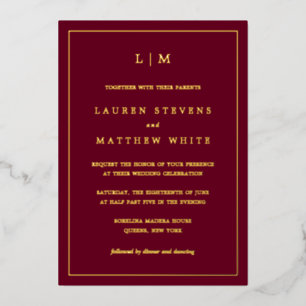 Simple Burgundy Monogram Elegant Wedding