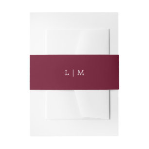 Simple Burgundy Monogram Elegant Wedding Invitation Belly Band