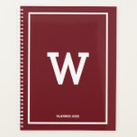 Simple Burgundy Red Initial Monogram Monthly Planner<br><div class="desc">A simple design with burgundy red background colour and your custom initial monogram positioned in the centre. A beautiful minimalist design ideal for anyone. Ideal birthday gift, party decor, home decor, office stationery, Christmas present or gift for any other special occasion. Visit our shop to view our entire collection. Customize...</div>