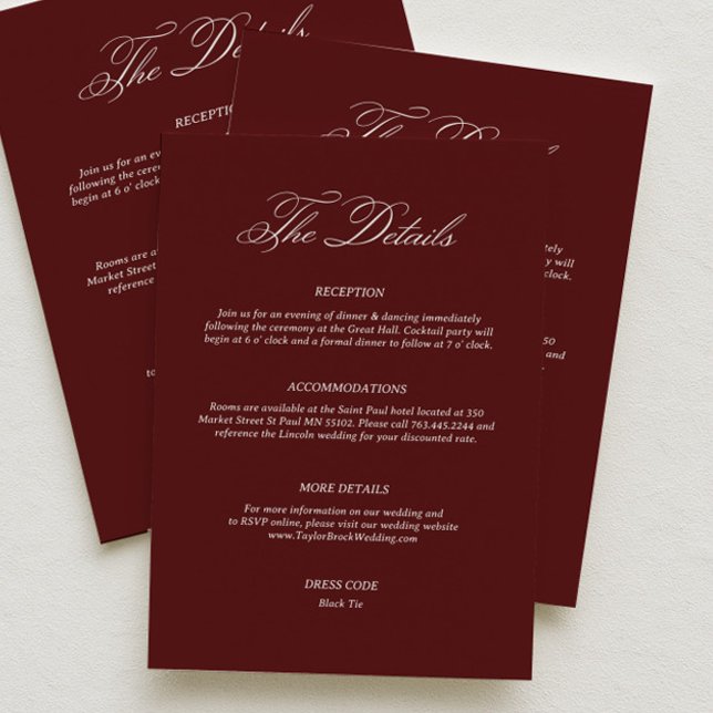 Simple Burgundy Wedding Details Enclosure Card (Creator Uploaded)
