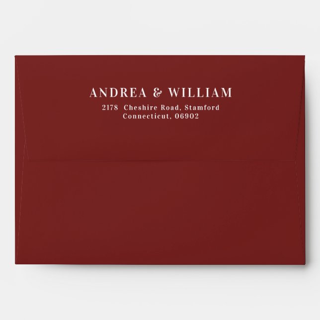 Simple Burgundy Wedding Envelope (Back (Top Flap))