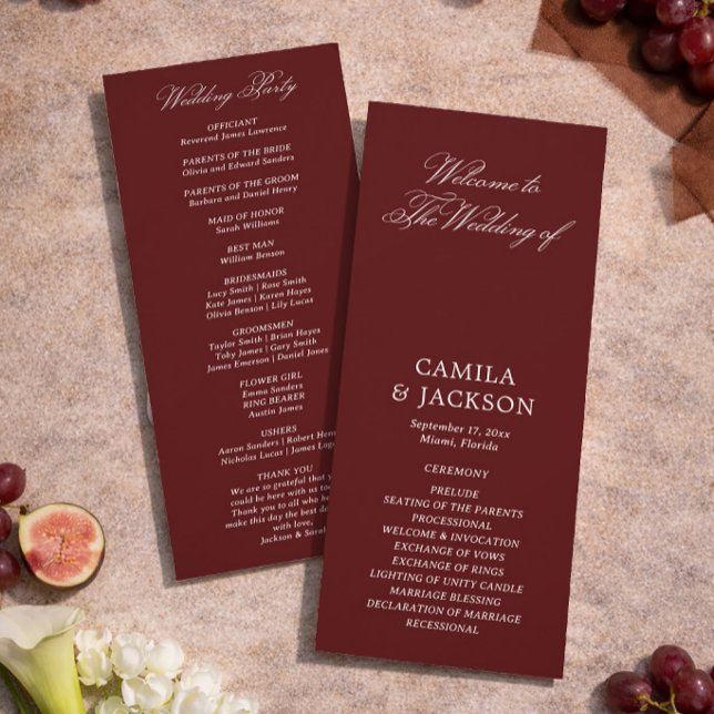 Simple Burgundy Wedding Flat Program (Creator Uploaded)
