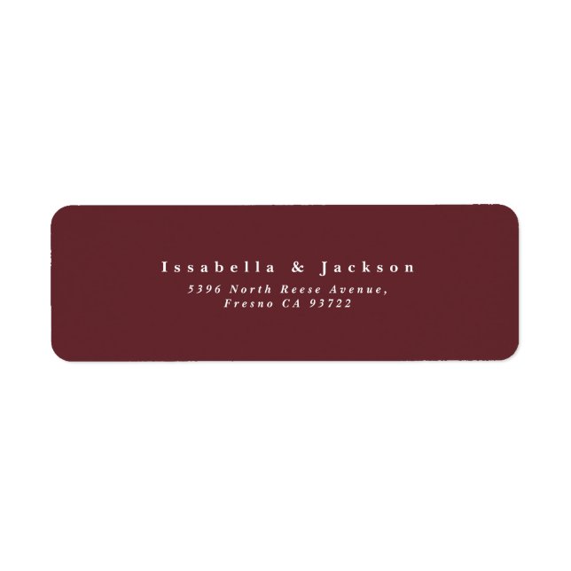 Simple Burgundy  Wedding Return Address (Front)