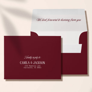 Simple Burgundy Wedding RSVP Envelope