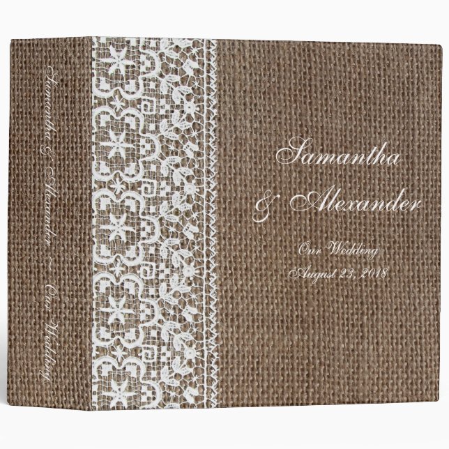 Simple Burlap and Lace Binder (Front/Spine)