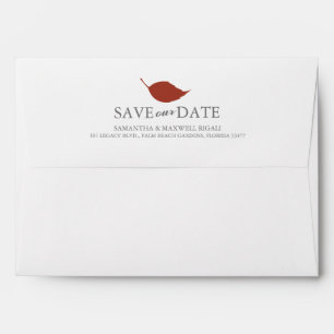 Simple Burnt Orange Leaves Return Address Wedding Envelope