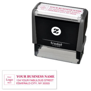Simple Business Address with Logo Return Address  Self-inking Stamp