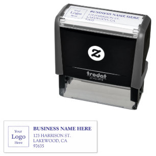 Simple Business Address with Logo Return Address  Self-inking Stamp
