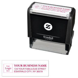 Simple Business Address with Logo Return Address Self-inking Stamp