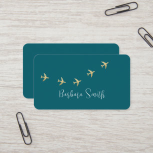 Simple Business Card for a Travel Agent dark-teal