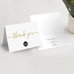 Simple Business Company logo Social Gold Black   Thank You Card<br><div class="desc">Express your gratitude and appreciation to your valued clients and customers with our Custom Simple Business Customer Appreciation Thank You Card. This card is the perfect way to acknowledge their continuous support and show them how much you value their business. Gold hue colour for the thank you script on the...</div>