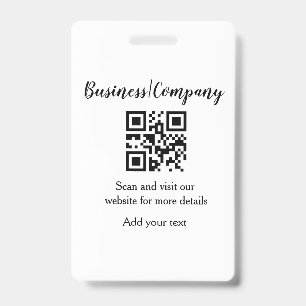 Simple business company website barcode QR add nam Badge