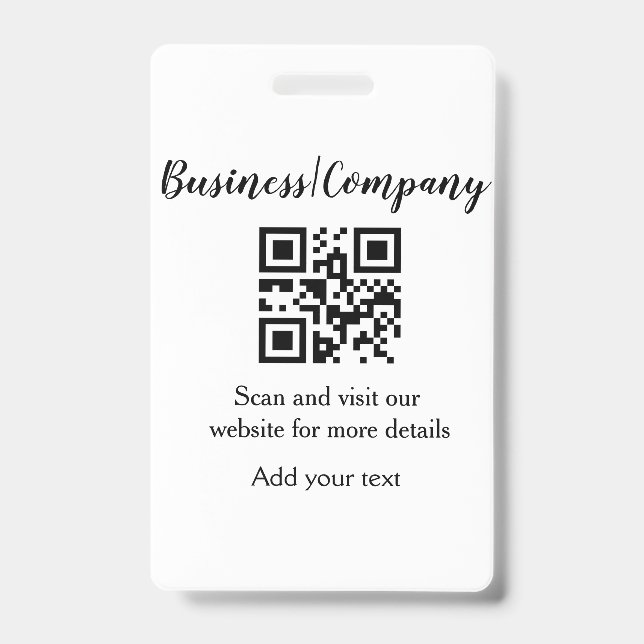 Simple business company website barcode QR add nam Badge (Front)