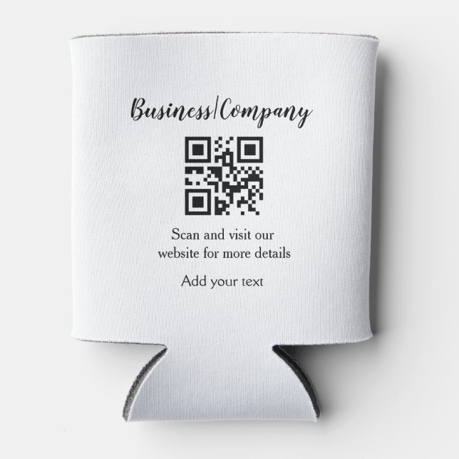Simple business company website barcode QR add nam Can Cooler (Front)