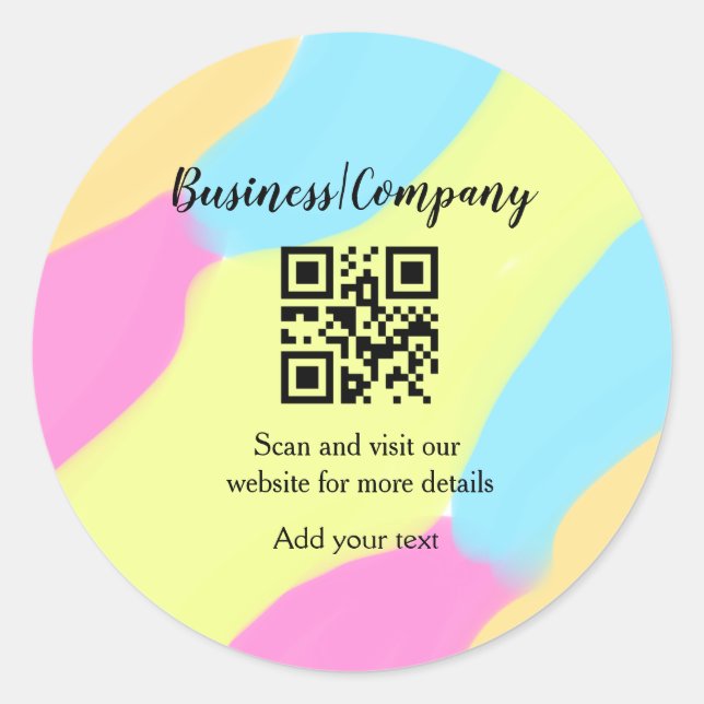 Simple business company website barcode QR add nam Classic Round Sticker (Front)