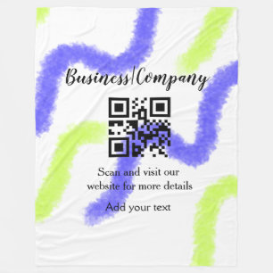 Simple business company website barcode QR add nam Fleece Blanket