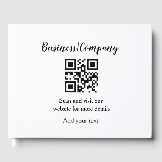 Simple business company website barcode QR add nam Guest Book (Front)