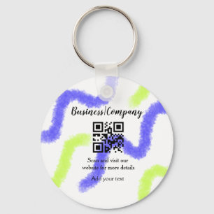 Simple business company website barcode QR add nam Keychain