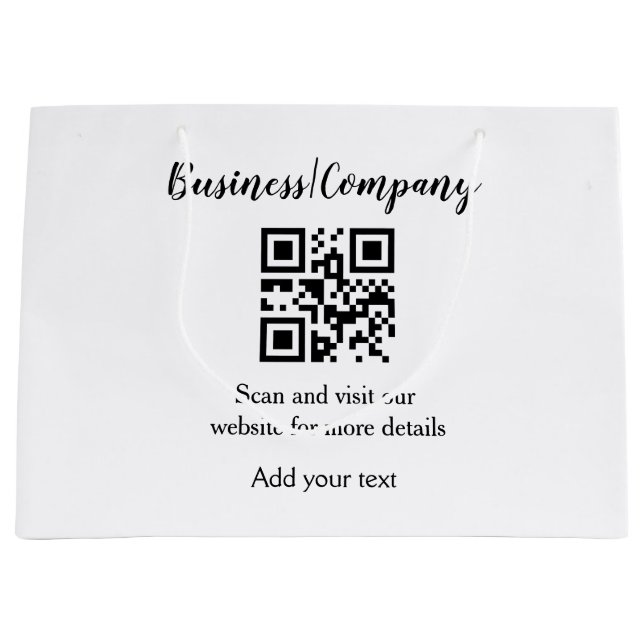 Simple business company website barcode QR add nam Large Gift Bag (Front)
