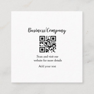 Simple business company website barcode QR add nam Square Business Card
