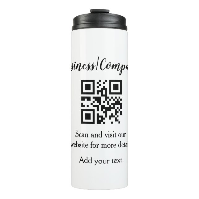 Simple business company website barcode QR add nam Thermal Tumbler (Front)