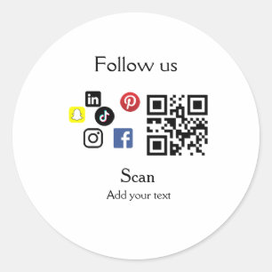 Simple business company website barcode QR code Classic Round Sticker