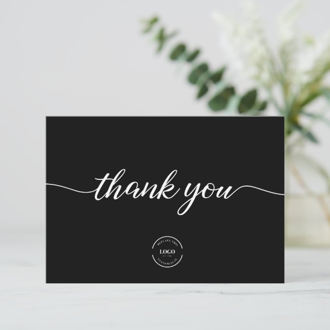 Simple Business Customer Appreciation Black white Thank You Card (Standing Front)