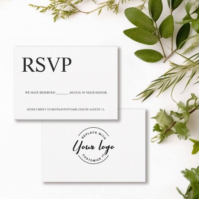 Simple Business event Logo Reserved seats  RSVP Card (Simple reserved seating digital response business event rsvp card with logo)
