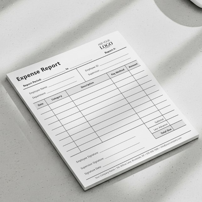 Simple Business Expense Reimbursement Logo Branded Notepad (Creator Uploaded)