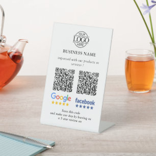 Simple Business Google & Facebook Reviews QR Code Pedestal Sign
