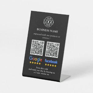 Simple Business Google & Facebook Reviews QR Code Pedestal Sign