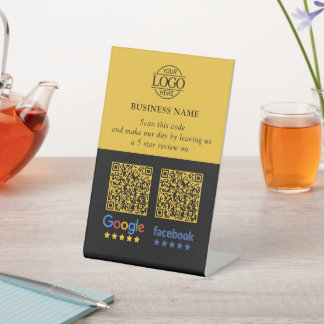 Simple Business Google & Facebook Reviews QR Code Pedestal Sign