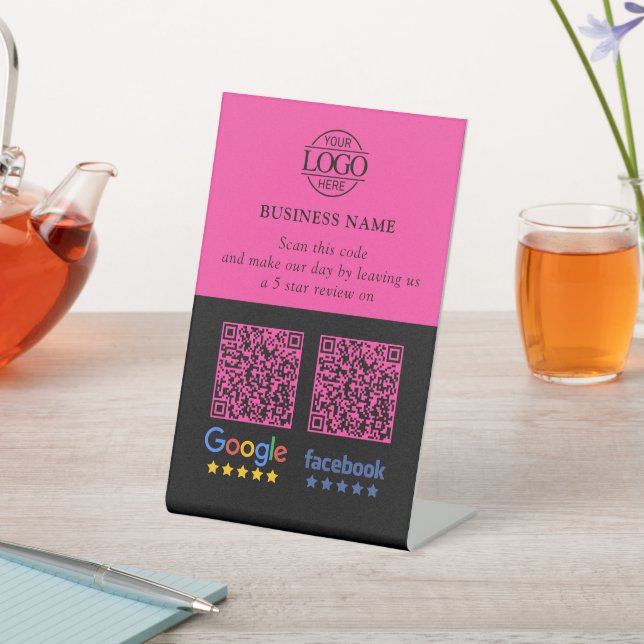 Simple Business Google & Facebook Reviews QR Code Pedestal Sign (In SItu)