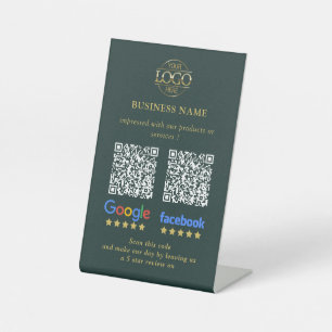 Simple Business Google & Facebook Reviews QR Code Pedestal Sign