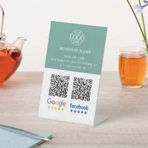 Simple Business Google & Facebook Reviews QR Code Pedestal Sign
