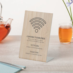 Simple Business Guest Wifi Password and Network Pedestal Sign