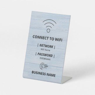 Simple Business Guest Wifi Password and Network Pedestal Sign
