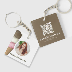 Simple Business Ice Cream Employee ID Template Keychain