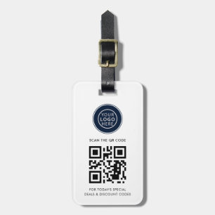 Simple Business Logo and QR Code Minimalist Luggage Tag