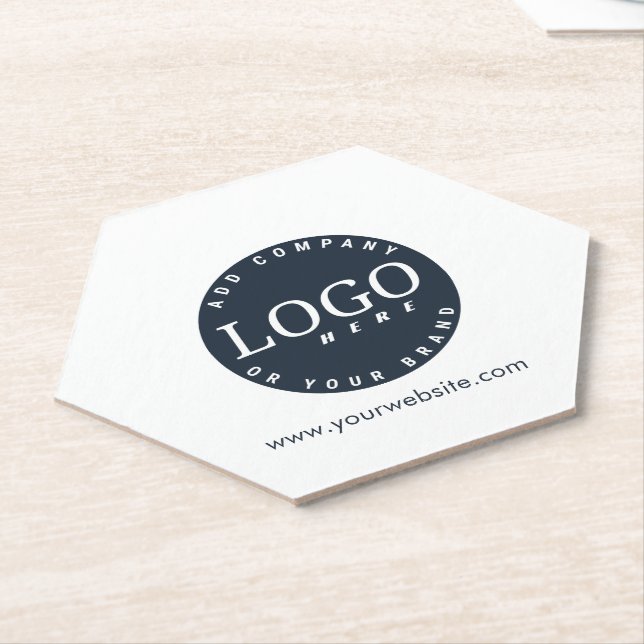 Simple Business Logo and Website Corporate Paper Coaster (Angled)