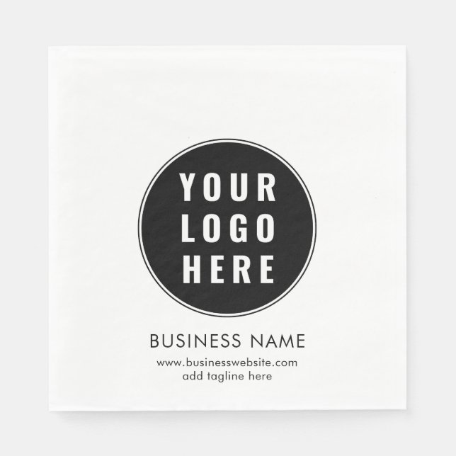 Simple Business Logo and Website Promotional Paper Napkin (Front)