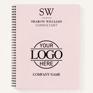 Simple Business Logo Blush Pink Monogram Initial Notebook