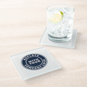 Simple Business Logo Corporate Employees Custom Glass Coaster