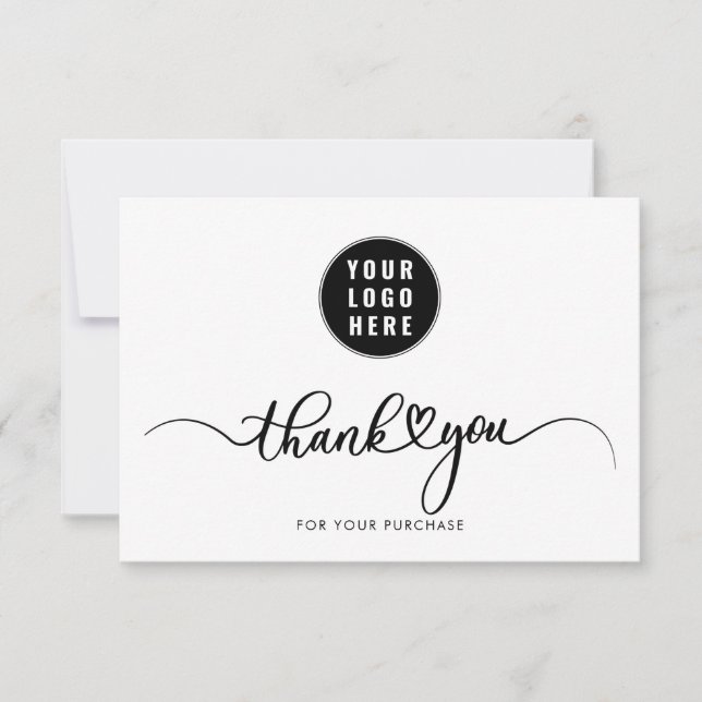 Simple Business Logo Custom Clients Thank You Card (Front)