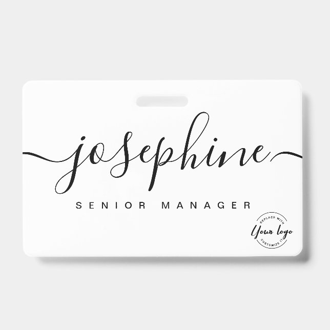 Simple business logo Elegant Custom script name Badge (Front)