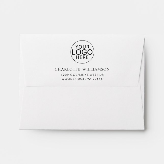 Simple Business Logo Elegant Return Address Envelope (Back (Top Flap))
