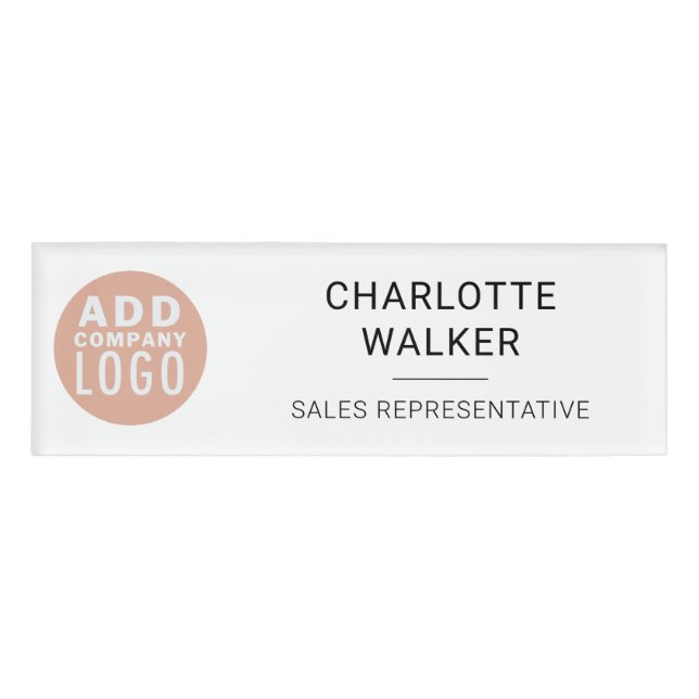 Simple Business Logo Employees Custom Name Tag (Front)