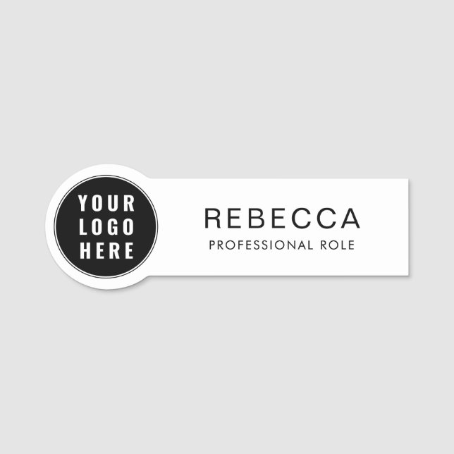 Simple Business Logo Employees Name Custom Name Tag (Front)